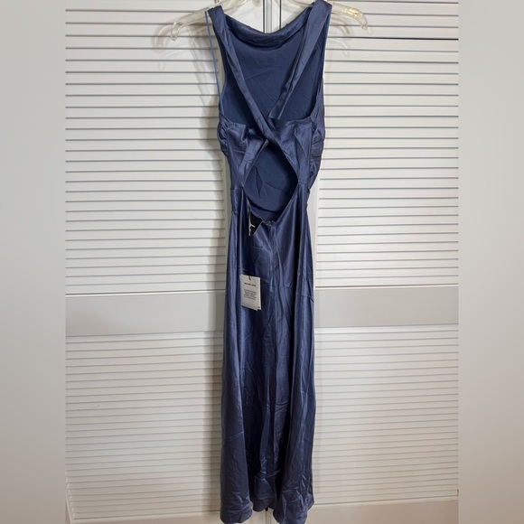 New Reformation Casette Silk Dress Cornflower - Picture 5 of 7